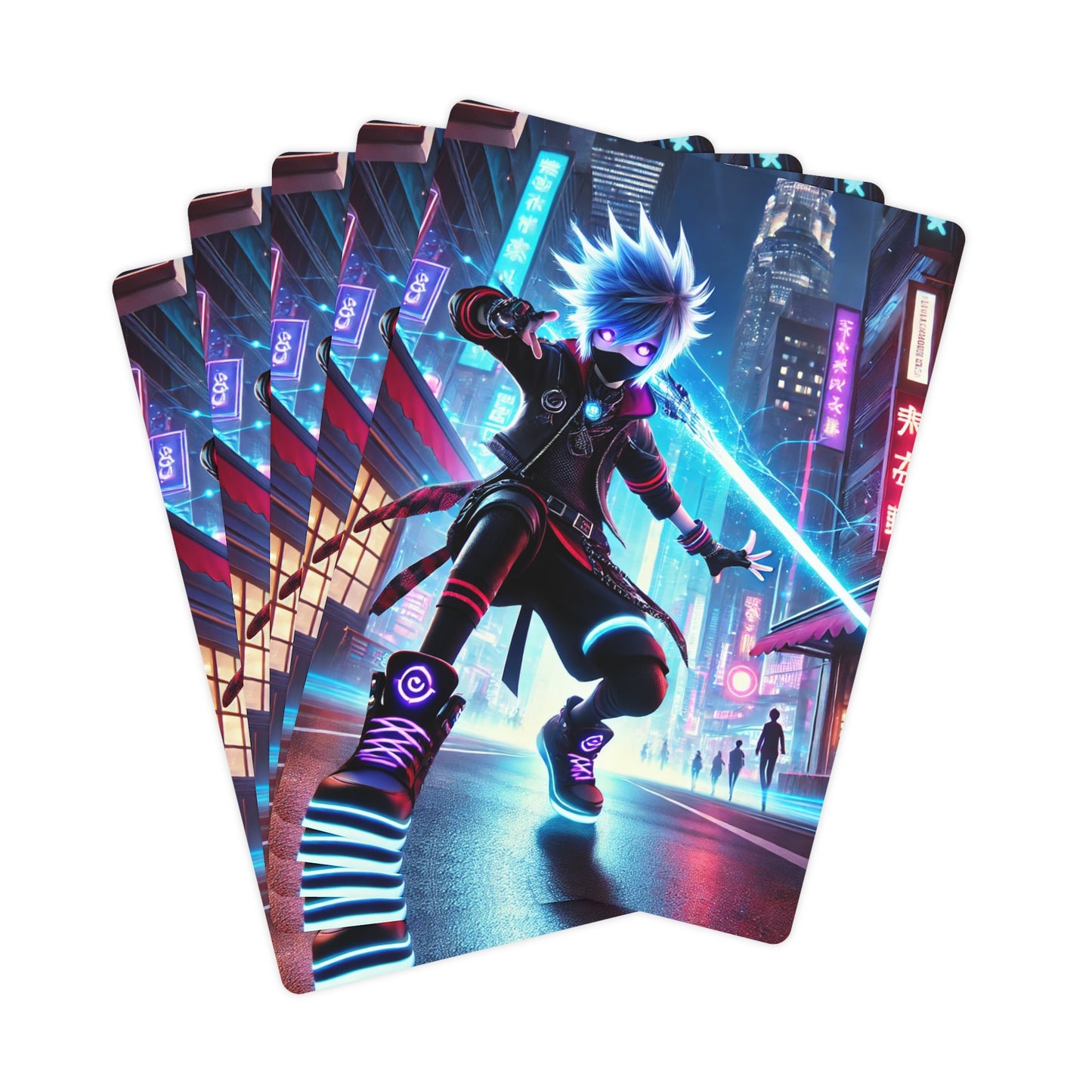 Neon Cyberpunk Poker Card Set - Unique Gaming Cards for Tabletop Fun