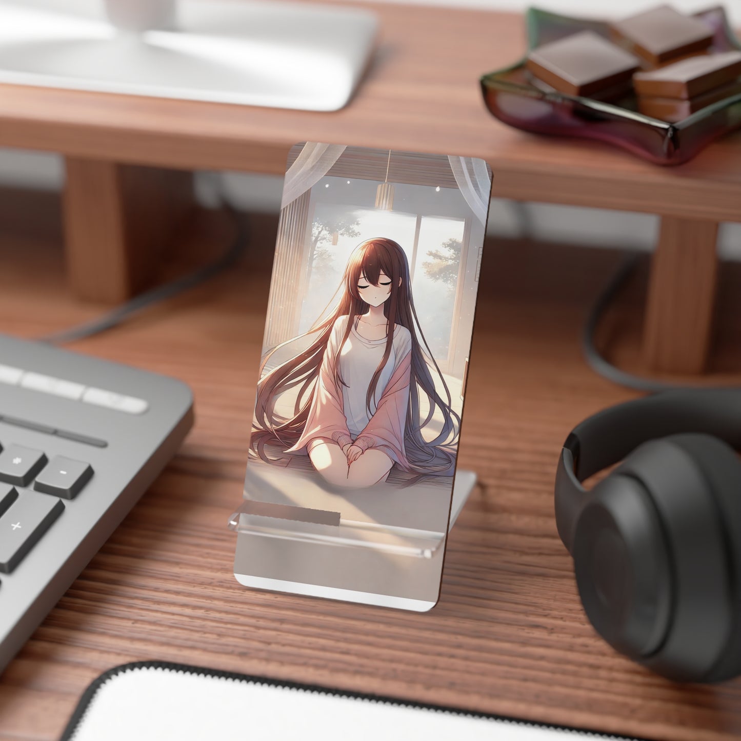 Elegant Anime-Inspired Mobile Display Stand for Smartphones